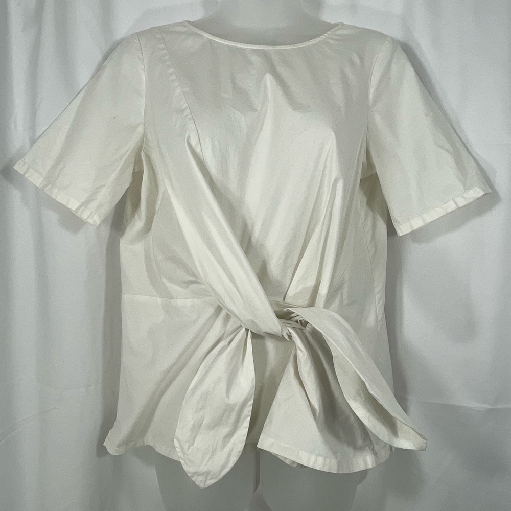Sundance Cream Short Sleeve Tie-Front Blouse.